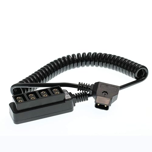 Eonvic Male D-tap to 4-Port Female D-Tap P-Tap Hub Adapter Splitter Power Cable for ARRI RED Cameras (Coiled Cable)
