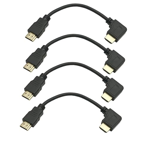 MMNNE 8K HDMI Cable Angled 4Pack 8Inch Short 90 Degree HDMI 2.1 Right Angle Male to Male 48Gpbs,8K@60hz 4K@120hz 144Hz eARC HDR10 4:4:4 HDCP 2.2