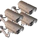 JYtrend 4 Pack (TM) Outdoor Dummy Fake Security Camera with Inflared LEDs Blinking Light, Silver