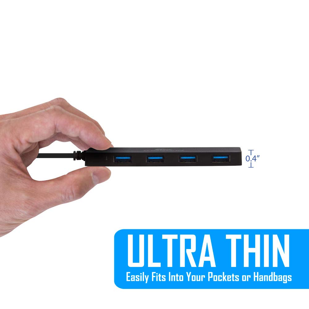 Kingwin USB Hub 4 Port USB 3.0 Data Hub for Mobile SSD, MacBook, Mac Pro/ Mini, iMac, Chromebook, Surface Pro, USB Flash Drives, Notebook PC, XPS