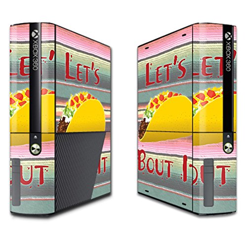 MightySkins Skin Compatible with Microsoft Xbox 360E (3rd Gen) - Lets Taco Bout It | Protective, Durable, and Unique Vinyl wrap Cover | Easy to Apply