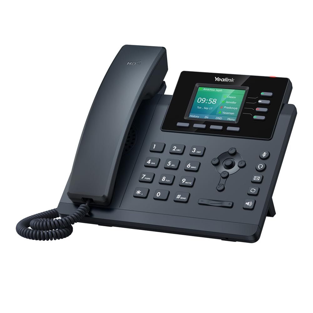 Yealink SIP-T34W WiFi IP Phone - Power Adapter Included - 4 VoIP Accounts. 2.4-Inch Color Display. Dual-Port Gigabit Ethernet, 802.3af PoE