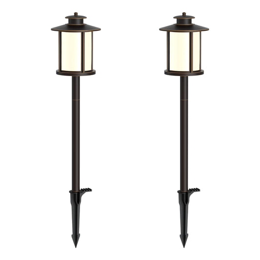 GOODSMANN Low Voltage Landscape Lighting Oil Rubbed Bronze 2PK Path Lights Low Voltage 3W LED 180 Lumen 3000K Warm White with Cable Connectors