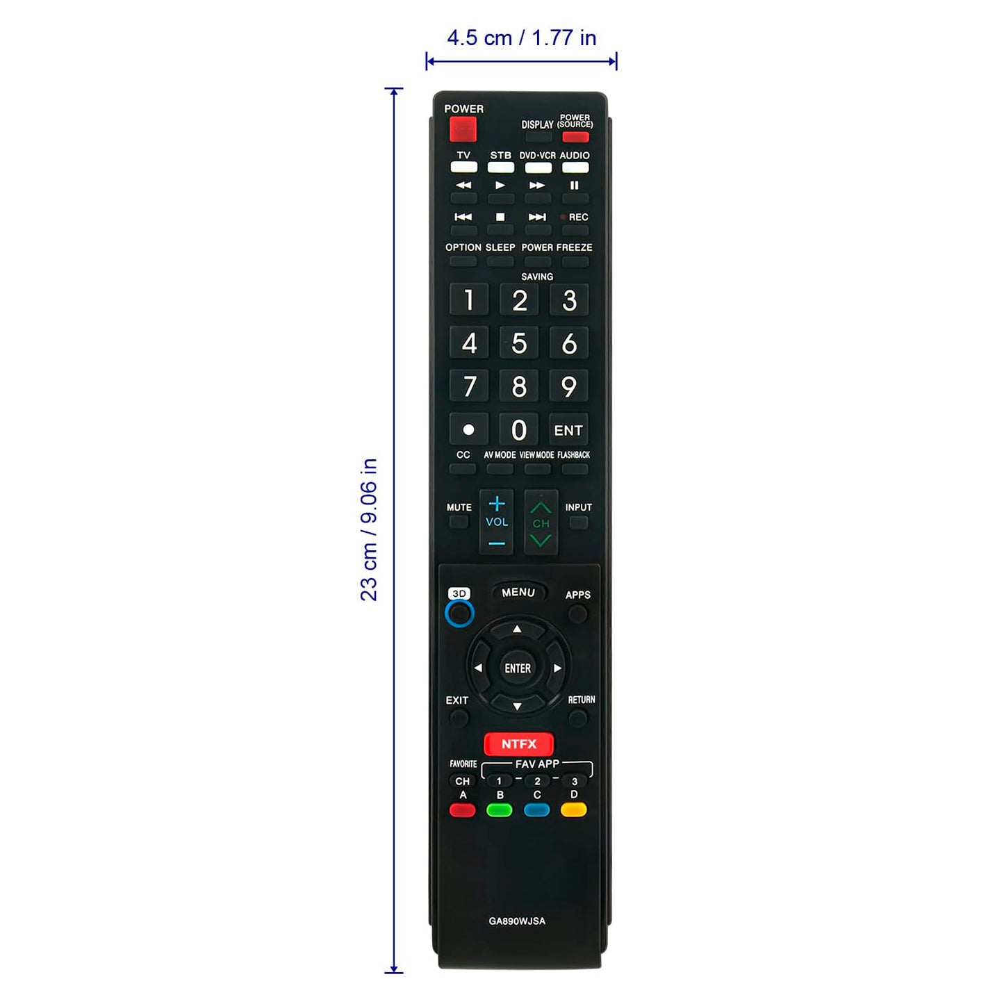 GA890WJSA Replace Remote Control fit for Sharp TV LC70C6500 LC70C6500U LC70C7500 LC70C7500U LC70LE640 LC70LE640U LC70LE650 LC70LE650U LC70LE750