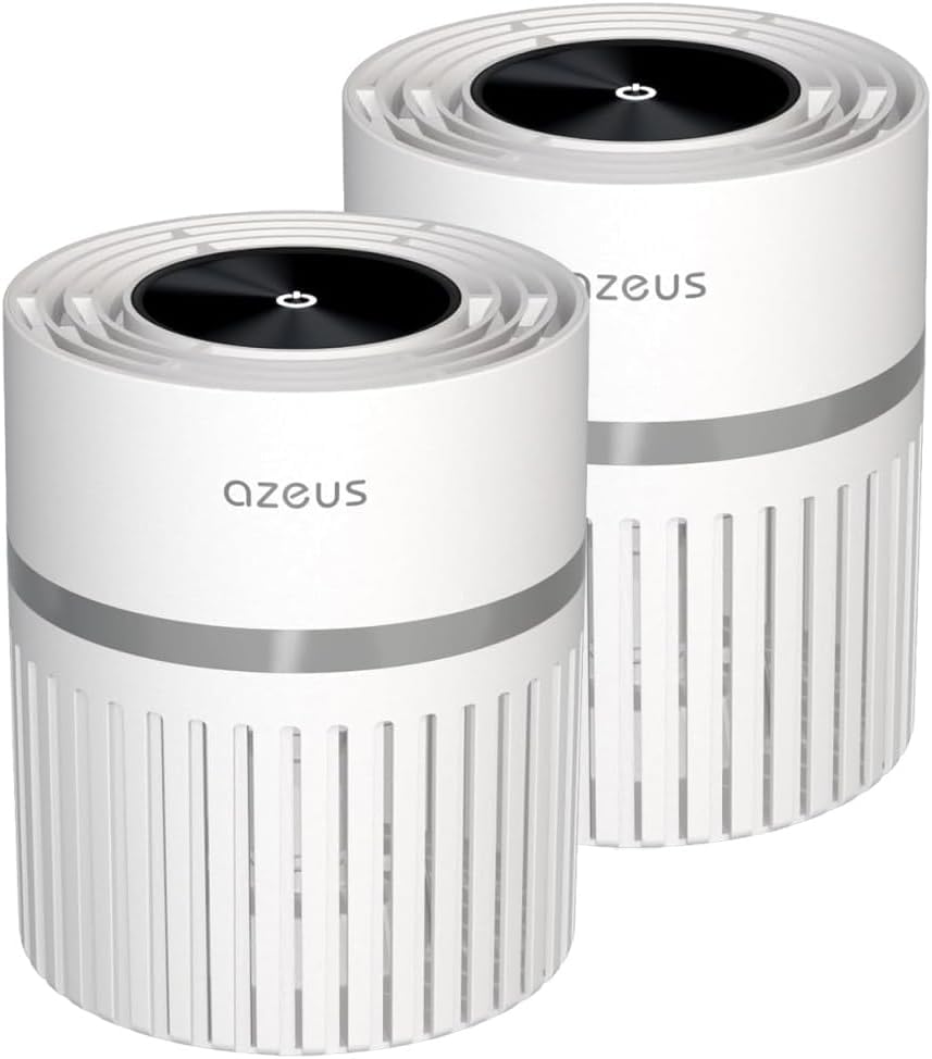 AZEUS Air Purifier 2-Pack for Home, Ultra-Quiet Air Cleaner for Large Rooms, Bedroom & Office, Ozone-Free Design, Compact Air Circulation Unit,White