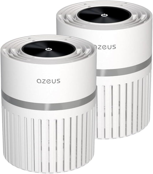 AZEUS Air Purifier 2-Pack for Home, Ultra-Quiet Air Cleaner for Large Rooms, Bedroom & Office, Ozone-Free Design, Compact Air Circulation Unit,White