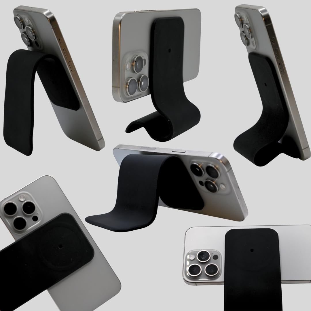 Flex Flap Mag Safe Phone Stand Airplane Travel Essentials for Flying Cell Phone Holder with Mag Safe Magnet & Flexible Silicone Stand for Desk
