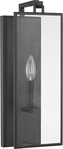 Capital Lighting 625111MB Rylann Mid-Century Antiqued Rain Glass Wall Sconce, 1-Light 60 Watt, 17" H x 6" W, Matte Black