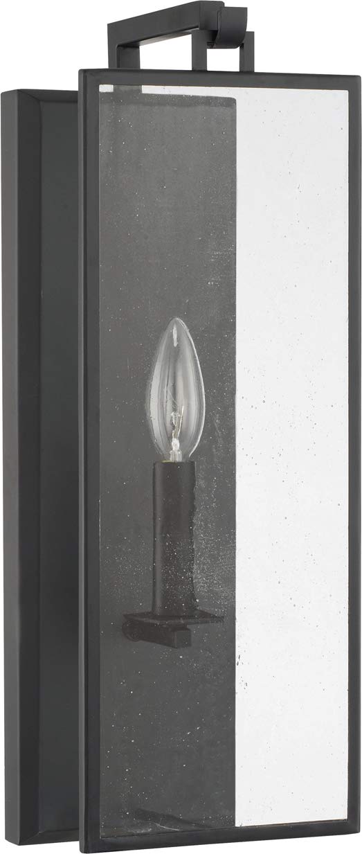 Capital Lighting 625111MB Rylann Mid-Century Antiqued Rain Glass Wall Sconce, 1-Light 60 Watt, 17" H x 6" W, Matte Black