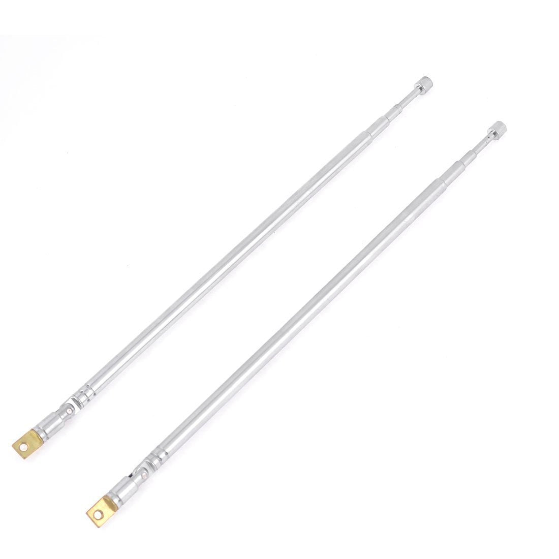 E-outstanding 1 Pair AM FM Radio Universal Antenna, 62.5cm 24.6" Length 4 Section Telescopic Stainless Steel Replacement Antenna Aerial for Radio TV