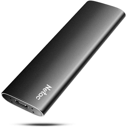 Netac 250GB Portable SSD USB 3.2 Gen 2 (10 Gbps, Type-C) External Solid State Drive Backup Slim Portable Drive for File Storage/Business Travel
