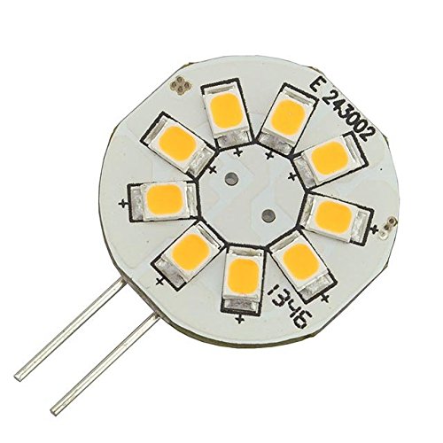 LEDwholesalers G4 Base Side-Pin Disc Type LED Bulb with 9xSMD2835 12V AC/DC (6-Pack), Warm White, 1106WWx6
