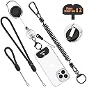 Ominia Retractable Phone Tether Lanyard: Anti-Theft Retractable Cellphone Lanyard with Universal Cellphone Tether Cord Wrist & Finger Strap Phone Cord