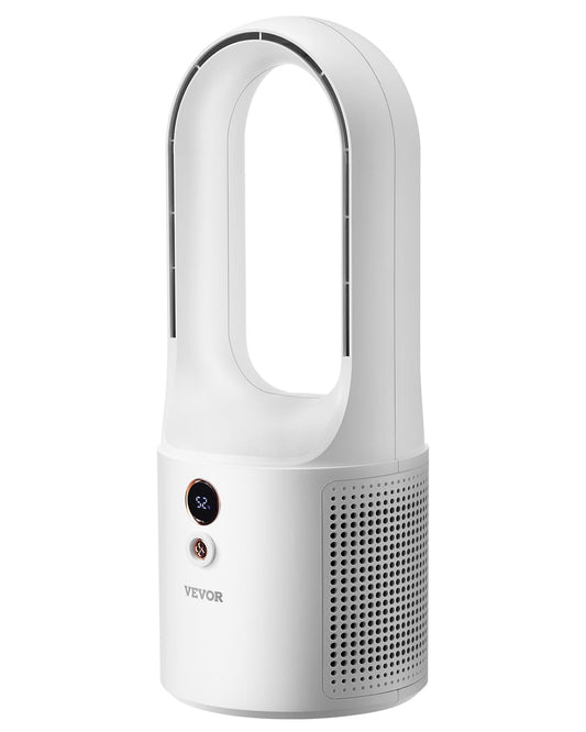 VEVOR Desk Fan Bladeless, 12.99 Inch Portable Desk Fan, 6-Speed USB Quiet Cooling Small Tower Fan with Rechargeable Battery, Easy to Clean