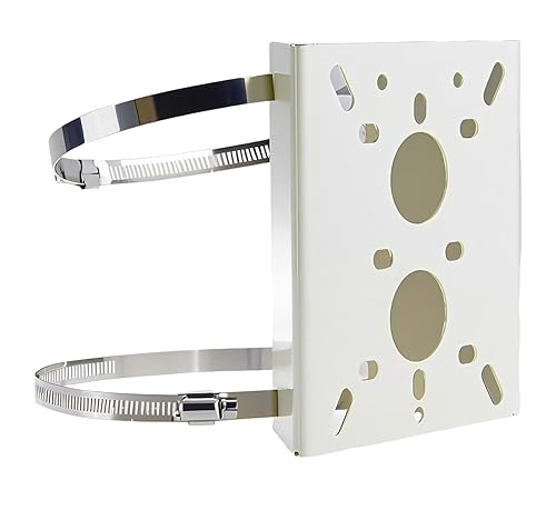 Heavy Duty Metal CCTV Camera Pole Mount Bracket - Universal Indoor/Outdoor Wall/Ceiling Mount, Adjustable Angle, Ivory/Beige, 15KG Load Capacity