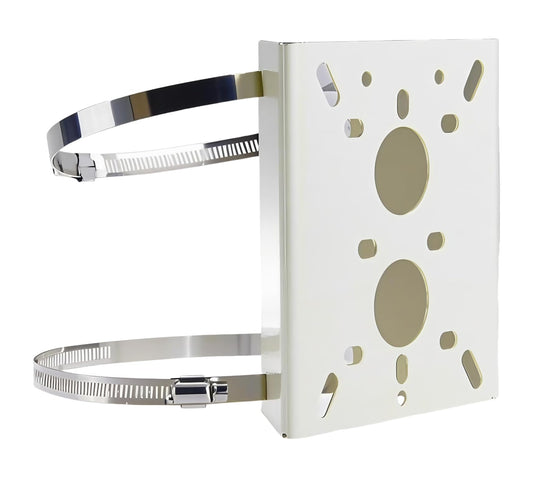 Heavy Duty Metal CCTV Camera Pole Mount Bracket - Universal Indoor/Outdoor Wall/Ceiling Mount, Adjustable Angle, Ivory/Beige, 15KG Load Capacity