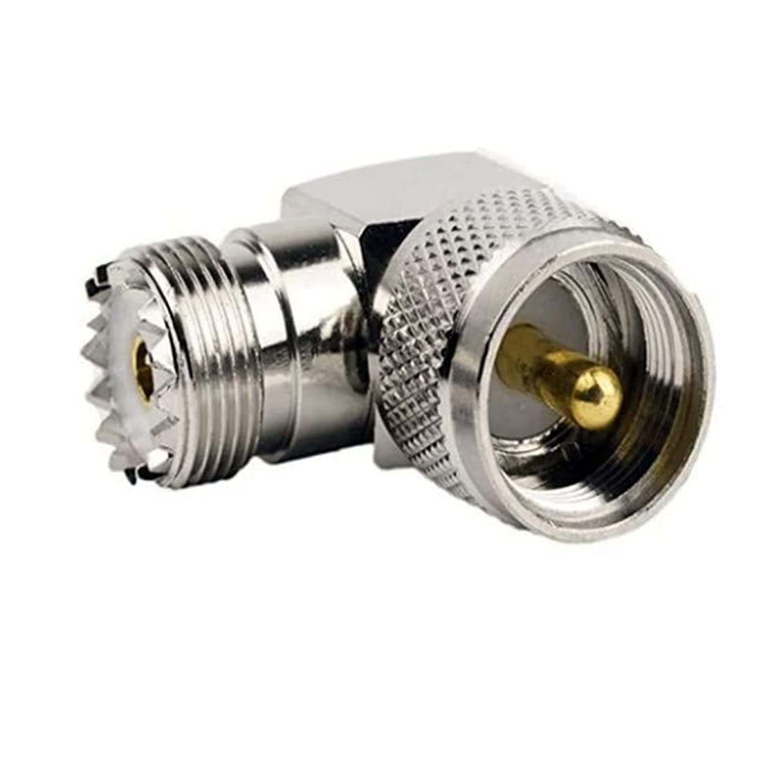 GDQLCNXB UHF PL259 Male to SO239 Female RF Coax Coaxial Connector Adapter Right Angle 90° Low Loss for CB Ham Radio Antenna, Coaxial Cable 1Pcs