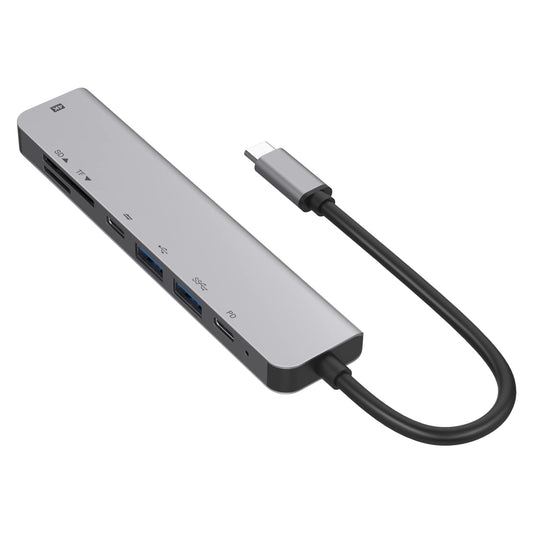 USB C Hub, 7 in 1 Type-C Hub Multiport Adapter with HDMI 4K@60hz Output, Power Delivery Type C Charging 7 Port Hub, USB Hub with SD Card Reader, 3.0