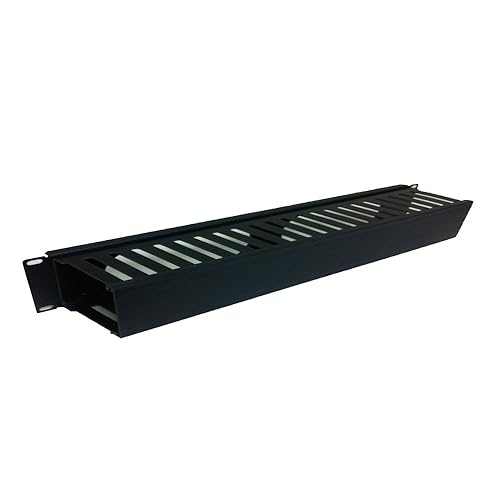 Quest Manufacturing Horizontal Finger Duct with Cover, 1 Unit 40 Cables,, 19", Black (HF19-01-040)