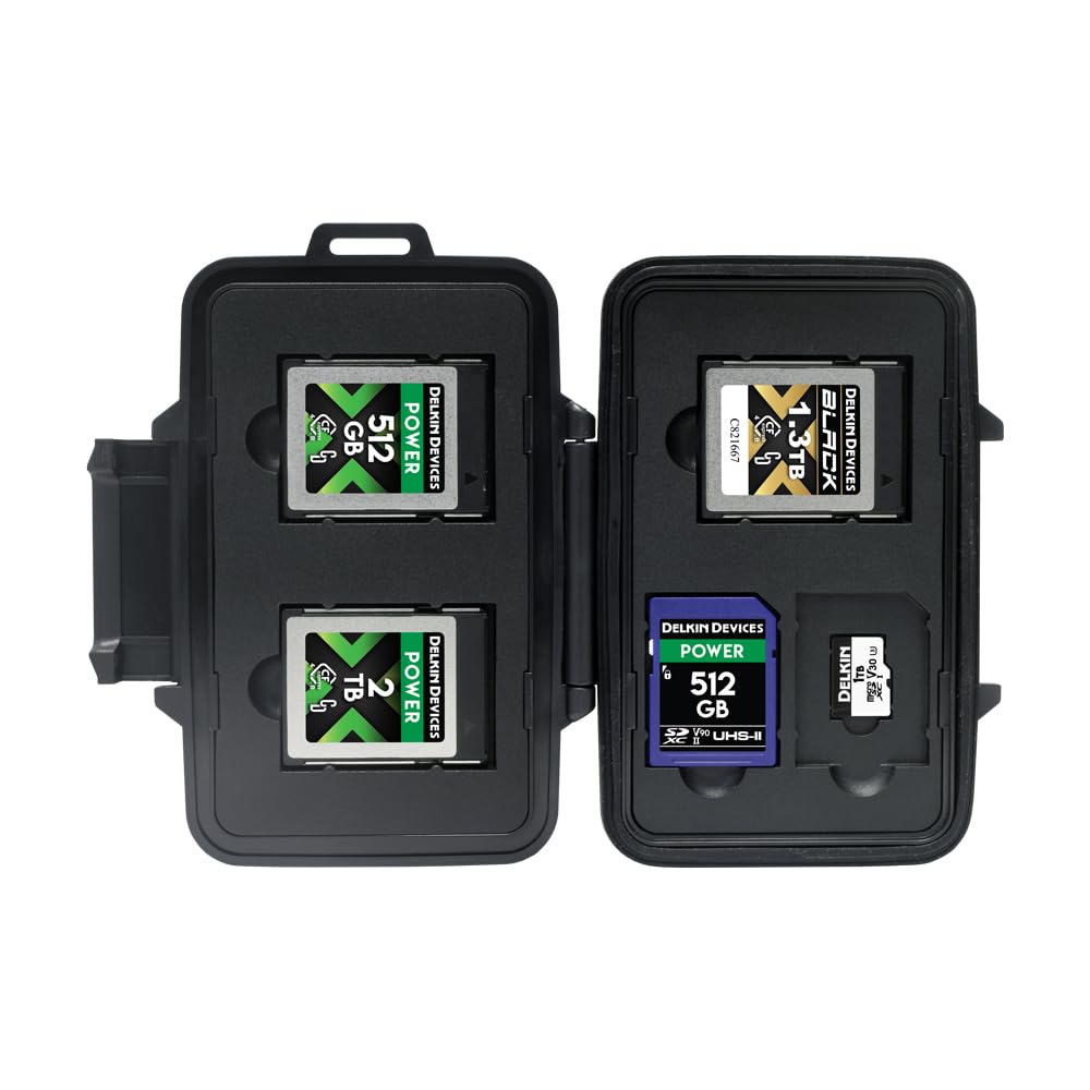 Delkin Devices CFexpress Type B, SD and microSD Memory Cards Storage Tote - Rugged, Weather-Resistant Case