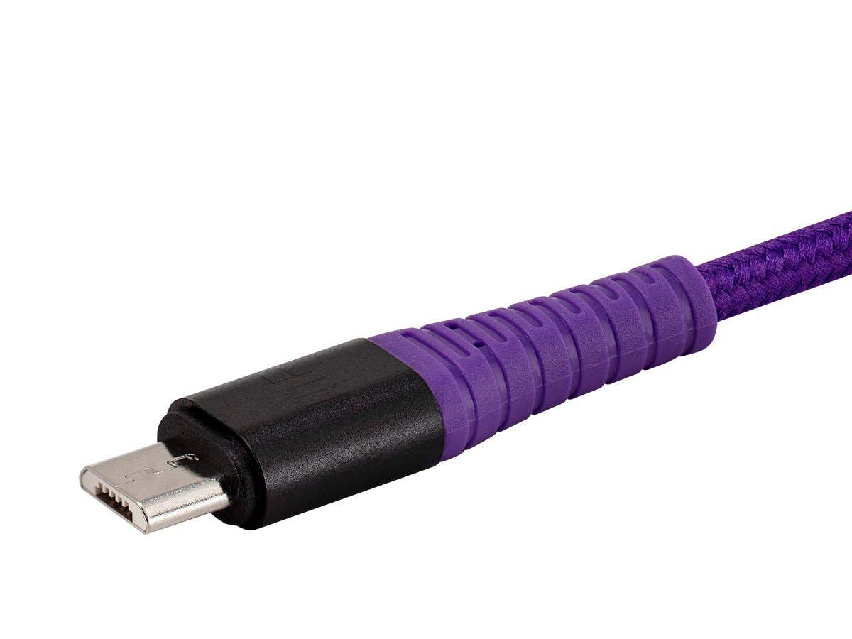 Monoprice USB 2.0 Micro Type-B to Type-A Charge and Sync Cable - Durable, Nylon-Braid, 3 Feet, Purple - AtlasFlex Series