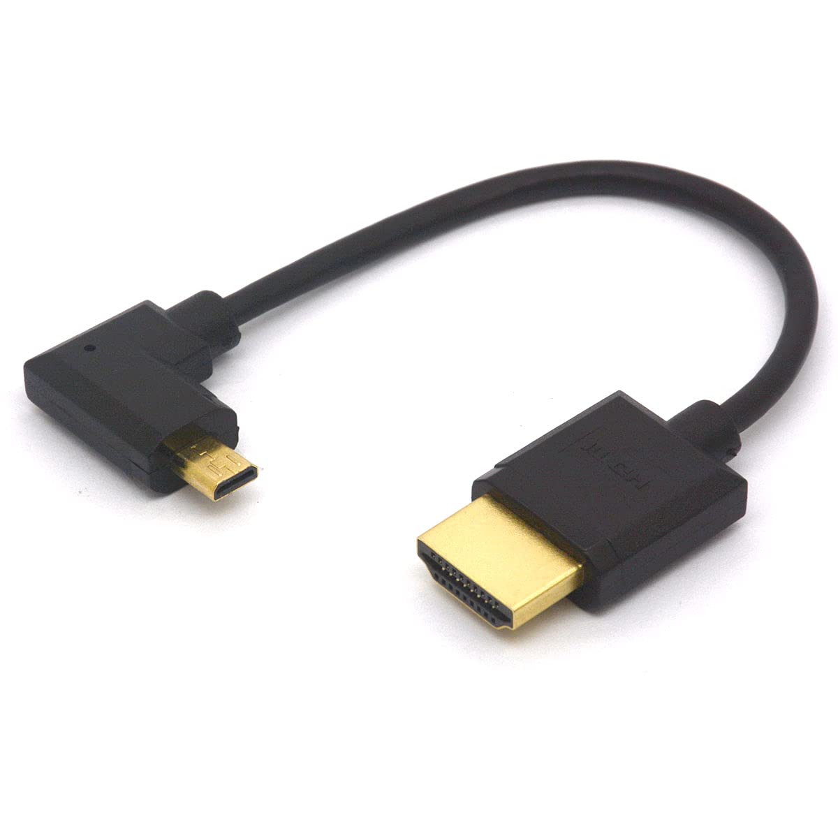 GLHONG Angled Micro HDMI to HDMI Cable, 90 Degree Angle Micro HDMI Male to HDMI Male Adapter Connector for 1080P, 4K, Ultra HD, 3D, Ethernet 15CM