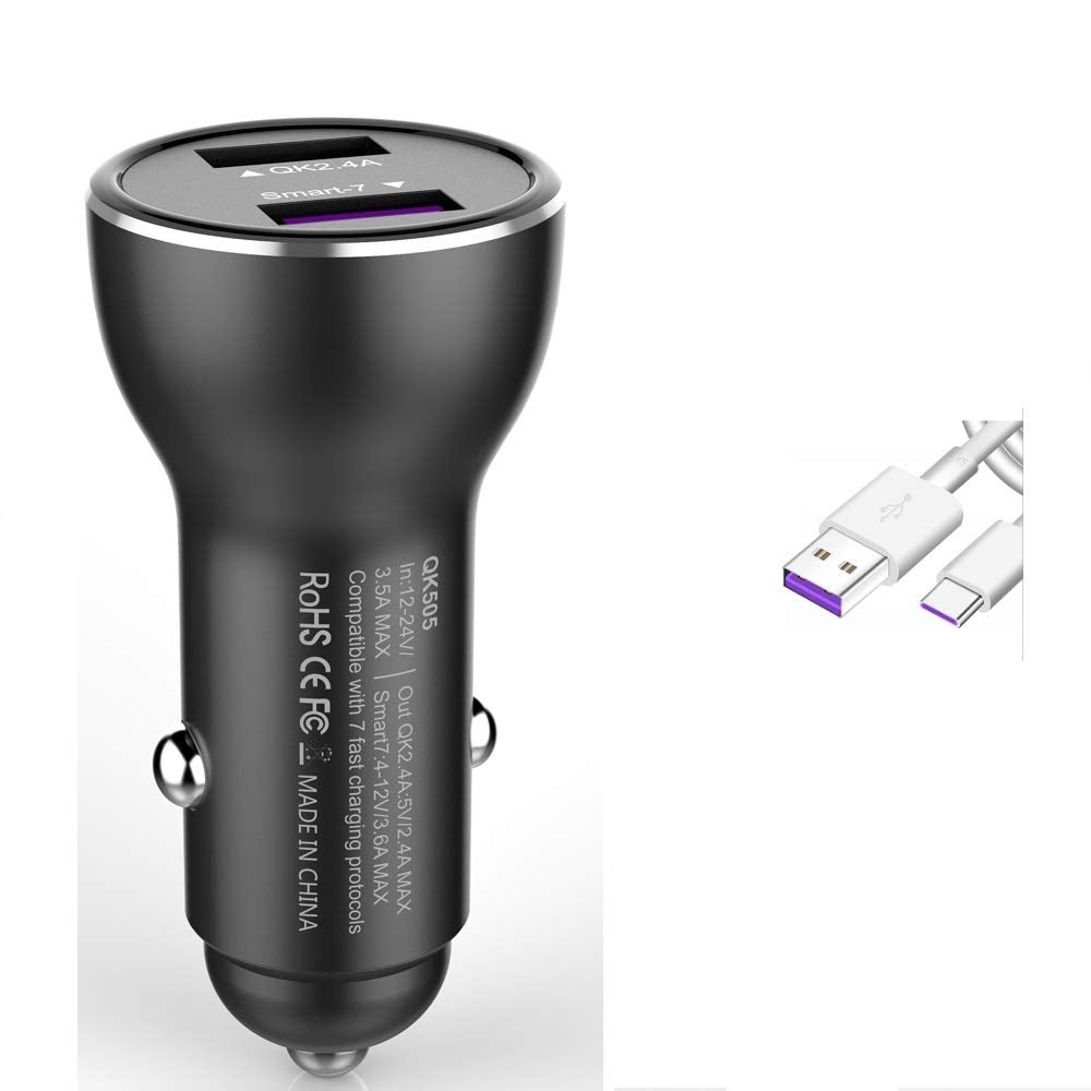 for Huawei Supercharge Car Charger, 9V/2A Car Charger Adapter Quick Fast Charger with USB Type C Super Charging Cable Car Charger for Huawei P40 P30