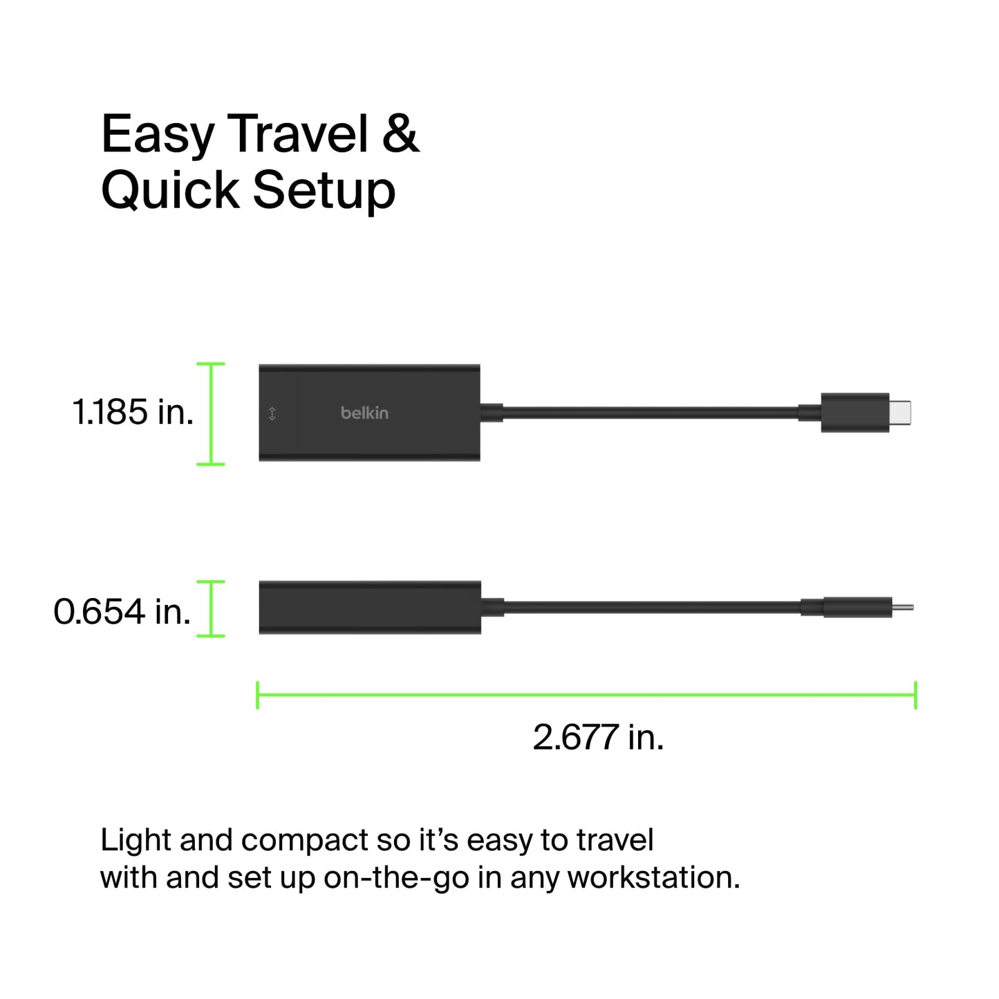 Belkin USB Type C to 2.5 Gb Ethernet Adapter, USB-IF Certified Thunderbolt 3 & 4 / USB-C to LAN Network Adapter Compatible with MacBook Pro/Air, iPad