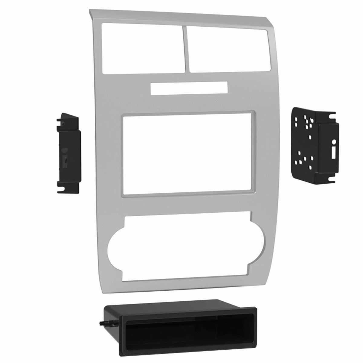 Metra Single-DIN/Double-DIN Dash Kit for Dodge Charger Magnum 2005-2007, Silver, with Storage Pocket