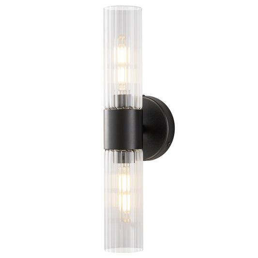 Timeweave Bathroom Light Fixtures 2-Light, Modern Vanity Light for Bathroom, Wall Sconce, Bath Light with Glass Rods Shades for Mirror Bedroom Hallway
