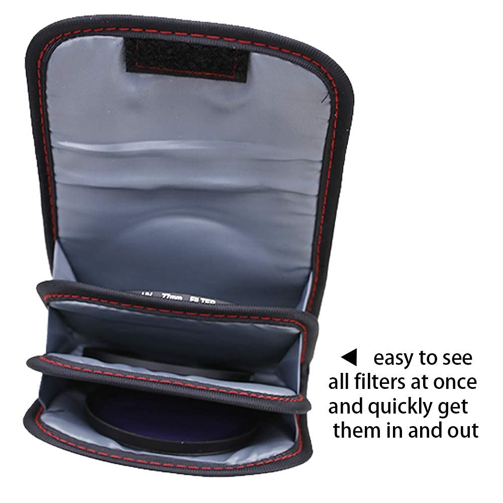 DomeStar Filter Case, 2PCS 3-Pocket Camera Lens Filter Carry Case Professional Photography Filter Holder Belt Bag Pouch Water-resistant and Dustproof