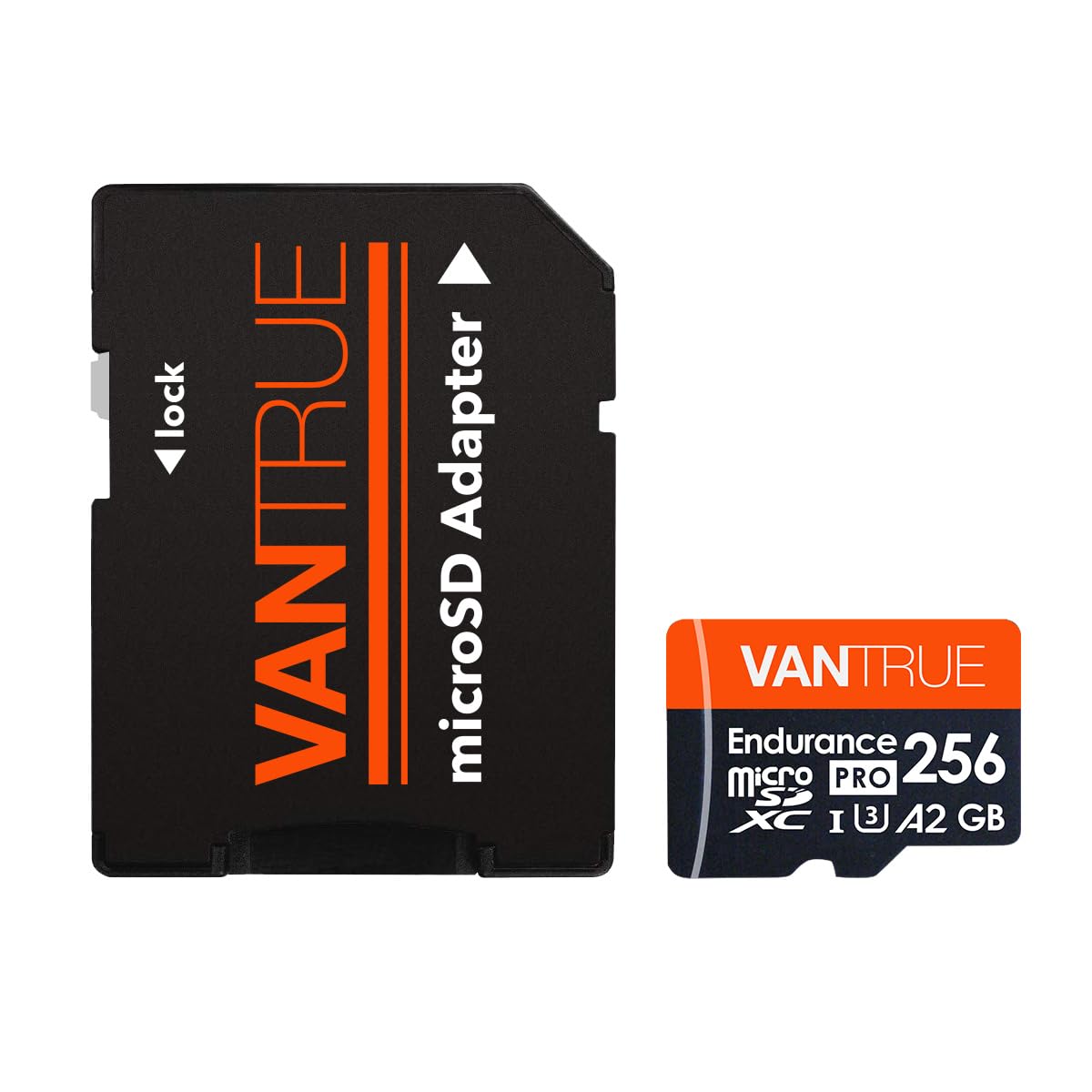 Vantrue 256GB microSDXC UHS-I U3 4K UHD Video High Speed Transfer Monitoring SD Card with Adapter for Dash Cams, Body Cams, Action Camera