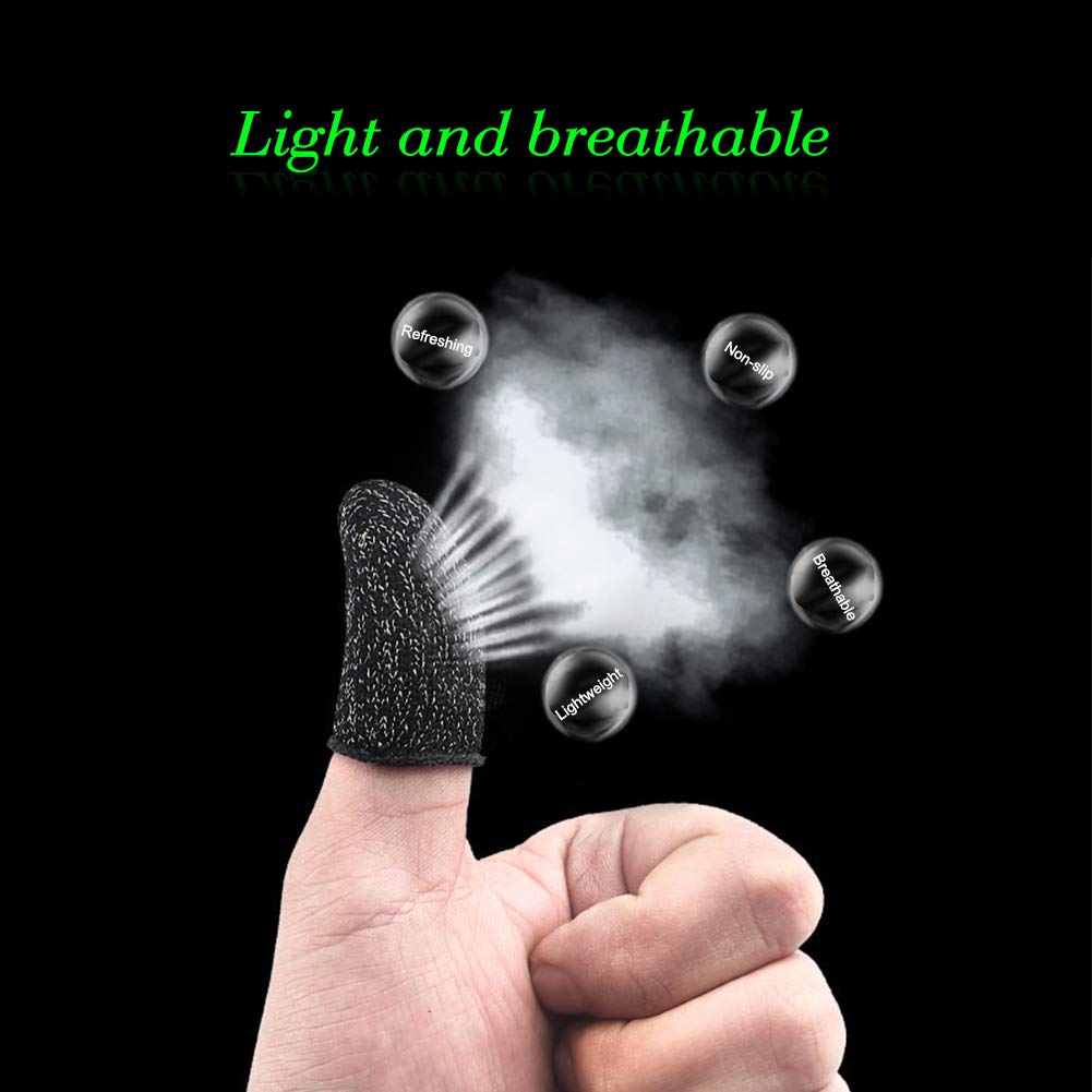 10 Pieces Mobile Game Touch Screen Thumb Fiber Finger Gloves, Anti-Sweat Breathable Full Touch Screen Sensitive Shoot Aim Joysticks (Light Gray)