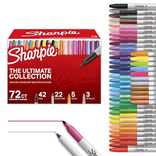 Sharpie Permanent Markers, Ultimate Collection, Ultra Fine And Fine Tip Markers, Assorted Colors, 72 Count - Classroom, Teacher Supplies, Arts