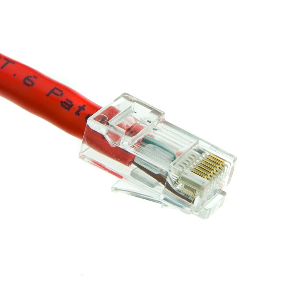 CableWholesale Cat6 UTP Ethernet Cable, Bootless, PoE, 50 ft, Red
