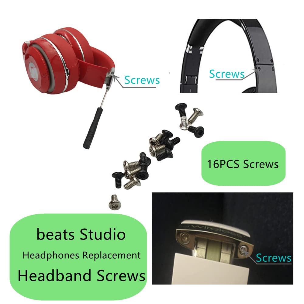 Studio 3 Headband Screws 16pc Kit - Replacement Screws for Beats Studio 1 2 3 Headphones with Screwdriver