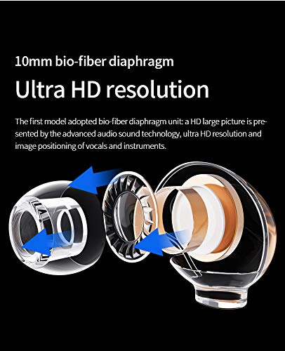 HiHiHear H HIFIHEAR BLON BL01 10mm Biology Fiber Diaphragm Driver in-Ear Headphones High Polished Zinc Alloy for HiFi in-Ear Monitors (No Microphone