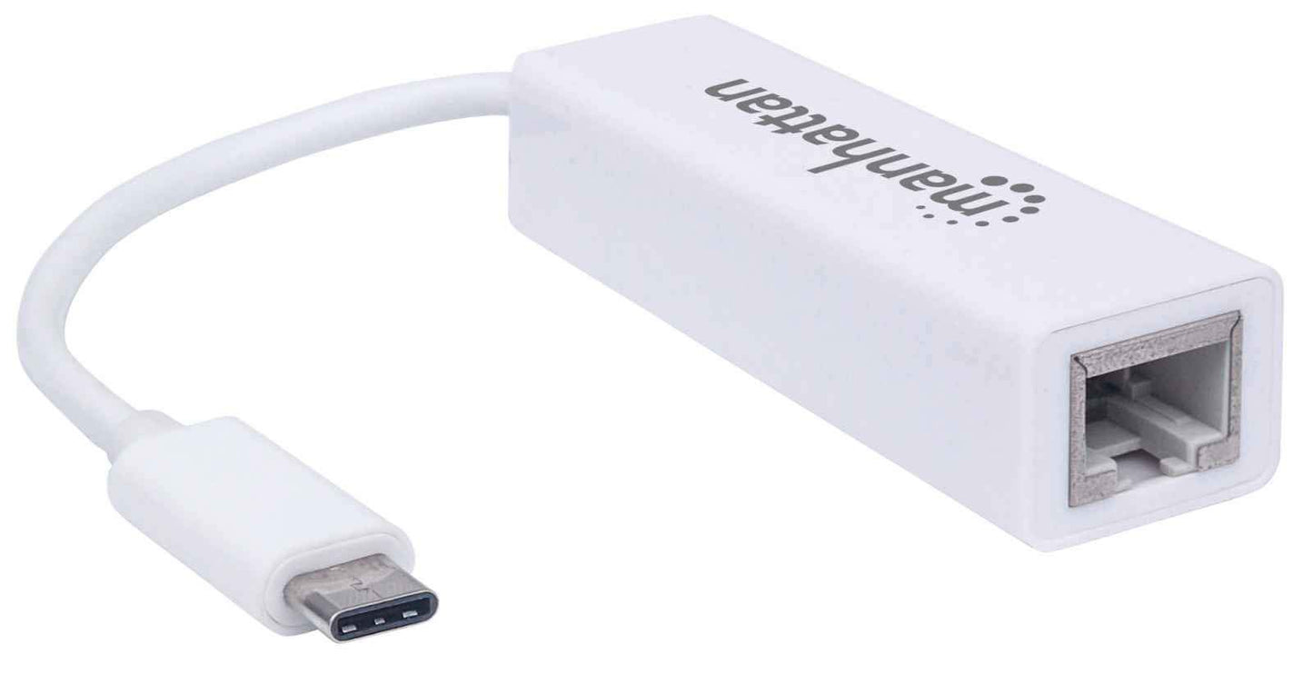 MANHATTAN USB Type-C to Gigabit Network Adapter - 5gbps, 10/100/1000 Mbps, 3.2 Gen 1-3 Yr Mfg Warranty - 507585