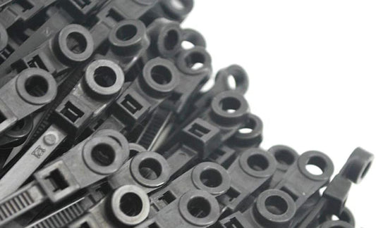 NiftyPlaza 6 Inch 50 Lbs Mounting Hole Cable Ties - 100 Pack - Nail Screw Wire Hole Zip Tie (100 Black Cable Ties)