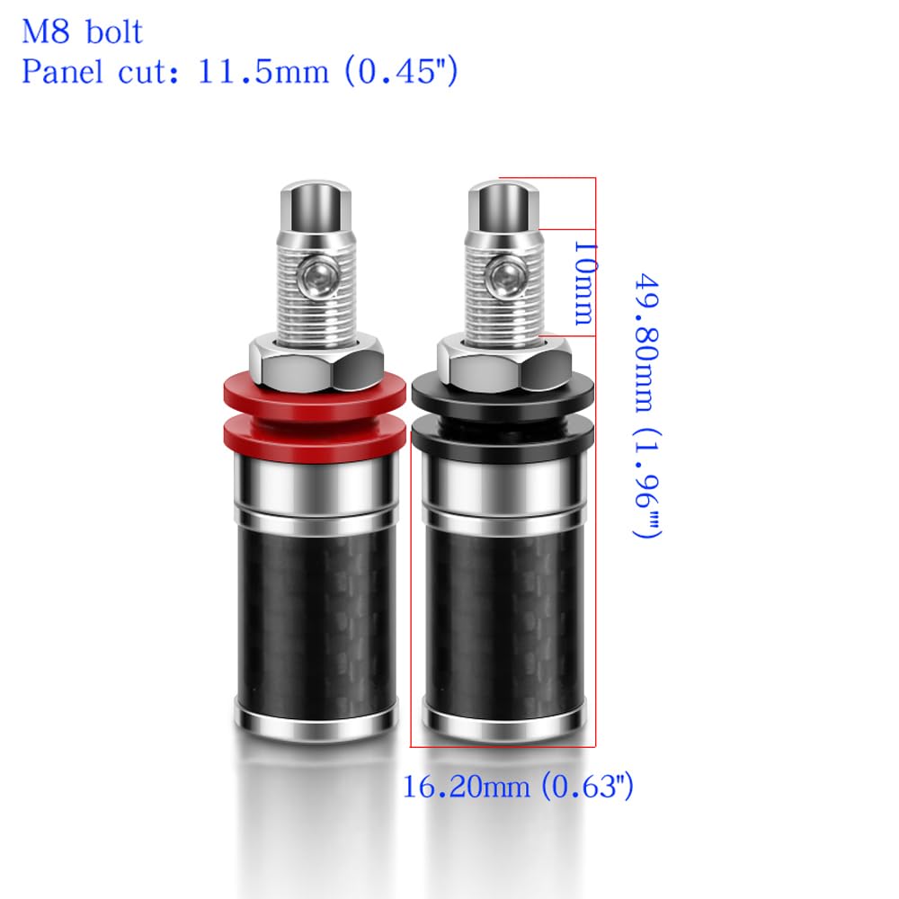 KUYIOHIFI HiFi Speaker Binding Post Rhodium-Plated Copper Hi-end Speaker Banana Plug Socket Terminals Screw Locking Audiophile Banana Jack Connectors
