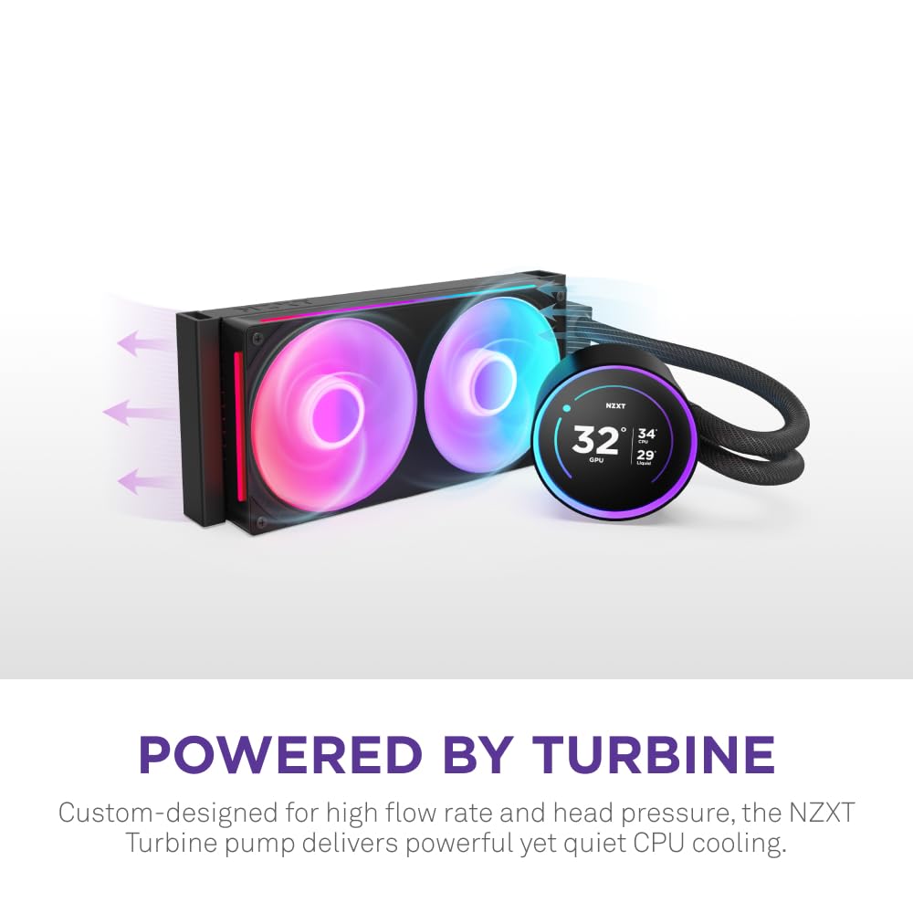 NZXT Kraken Elite 240 RGB 2024 - AIO CPU Liquid Cooler - 240mm Radiator - F240 RGB Core Fan - Customizable 2.72" IPS LCD - NZXT Turbine Pump - AMD®