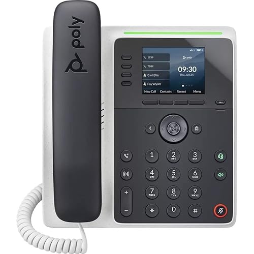 Poly Edge E220 IP Desk Phone - 4-line Keys Supporting up to 16 Lines - Integrated Bluetooth for Mobile Phone and Headset Pairing (Power Supply NOT