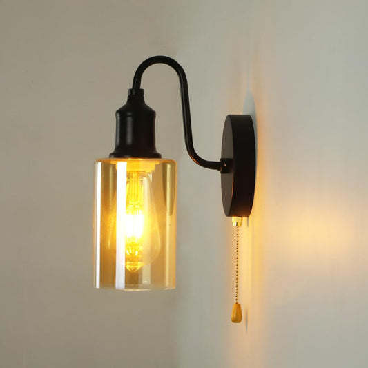 VinTopsh Vintage Glass Wall Sconces with Pull Chain Switch,Bathroom Vanity Wall Light Fixtures for Kitchen Living Room Bedroom Bath Hallway