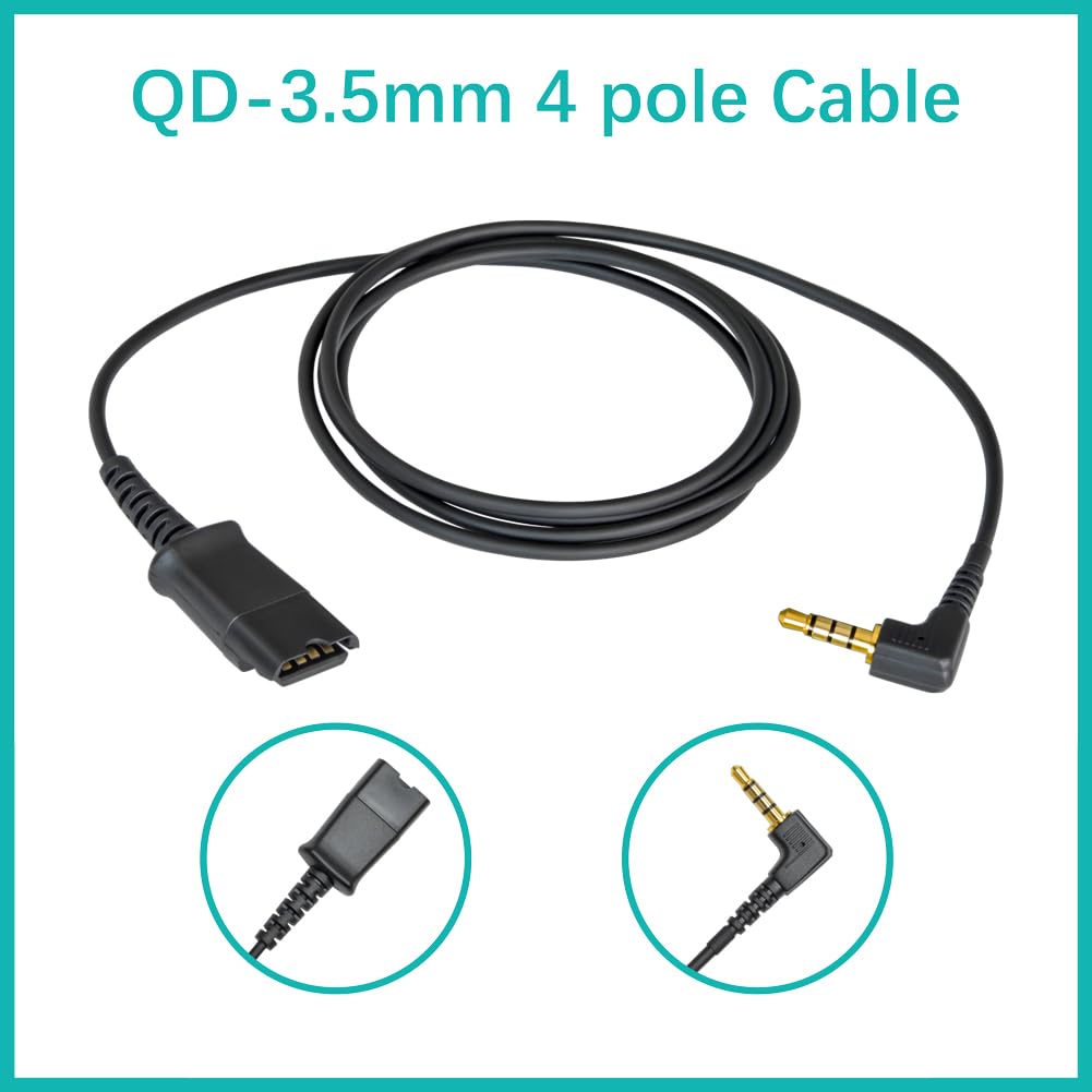 3.5mm Headset Adapter Cable Compatible with Plantronics QD for Android Cell Phone Smartphone Tablet Mac Laptop & Other Smart Devices with Single…