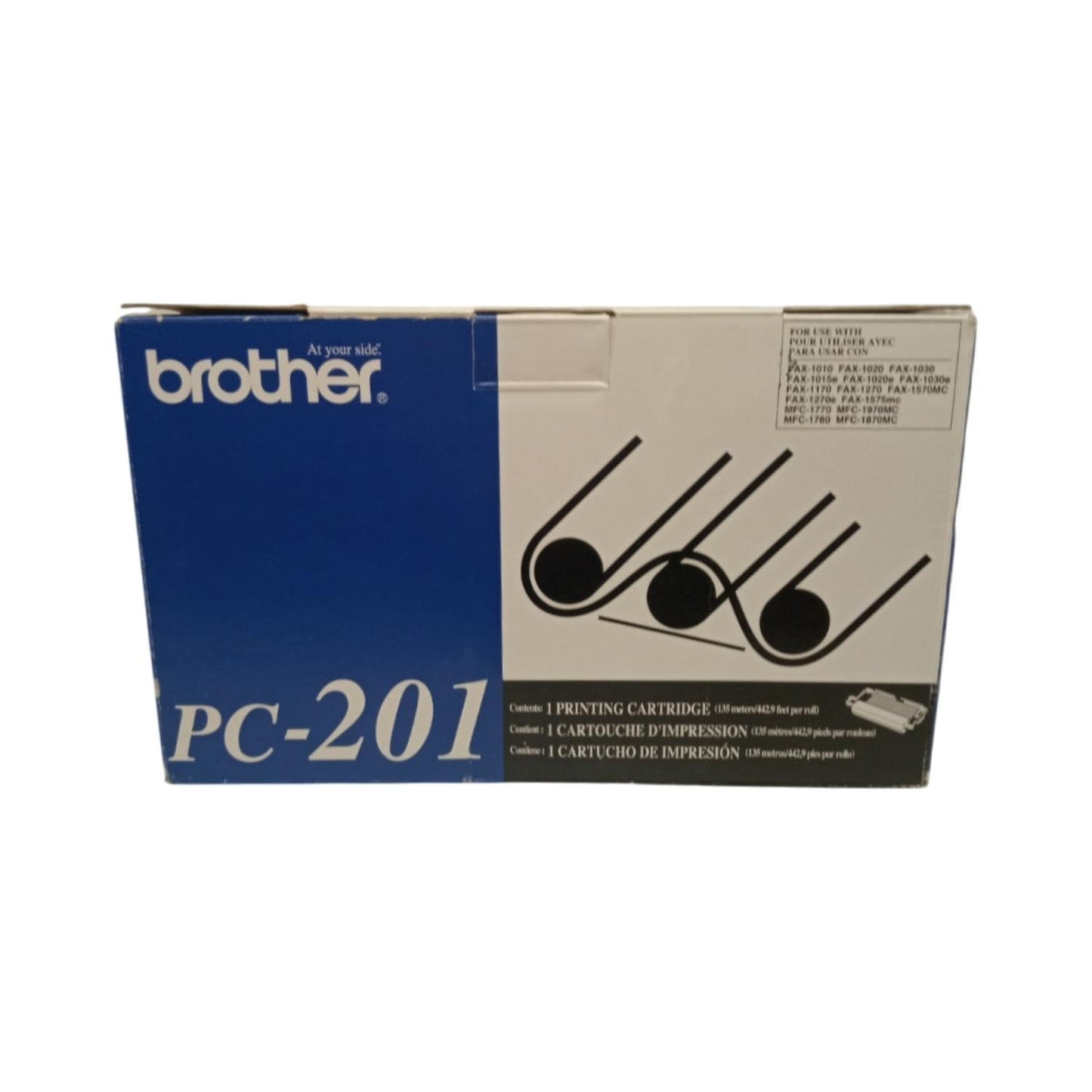 Brother Genuine Brand Name, OEM PC201 (PC-201) Black Thermal Transfer Fax Print Cartridge with Ribbon (450 YLD)