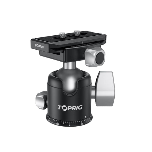Accsoon Toprig Tripod Ball Head with 36mm Sphere &3 KG Load Capacity, 51 mm ballhead 360° Panoramic Shooting, Arca Swiss Quick Release Plate
