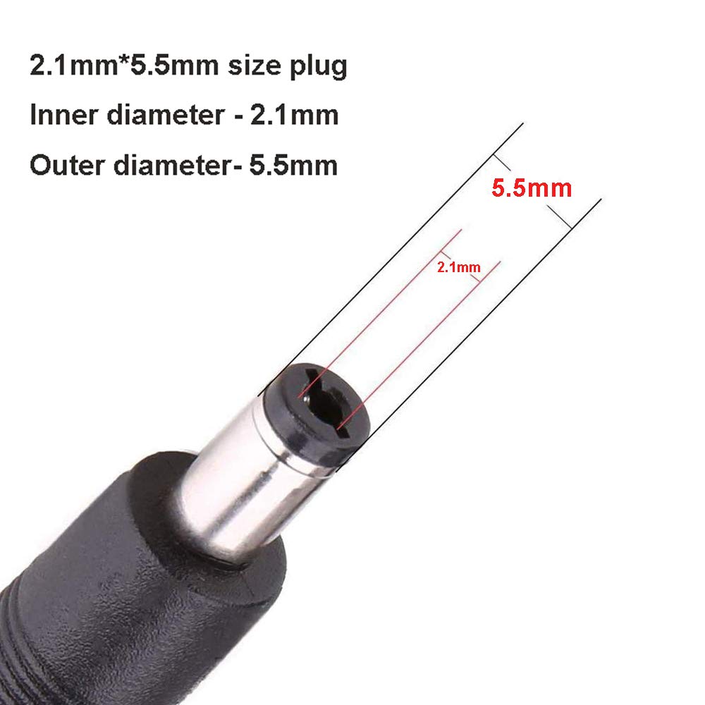 DC 12V Power Adapter Extension Cord Cable 6ft 2.1mm × 5.5mm Male to Female Plug for CCTV Security Surveillance IP Cameras, LED Lights Strip, Baby