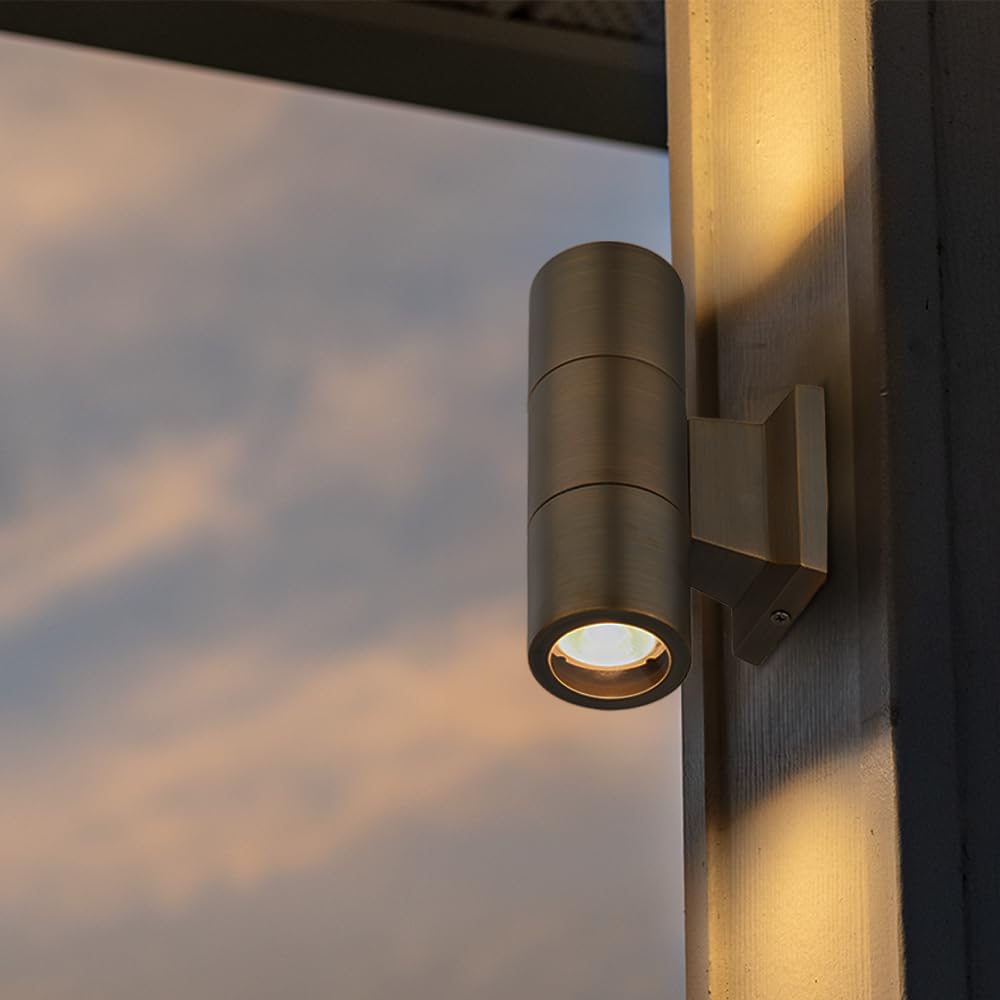 VOLT 12V Cast Brass Up/Down Outdoor Sconce & Lanai Light (Bronze) with 5W 2700K Warm White LED MR16 Bulbs for Low Voltage Landscape Lighting