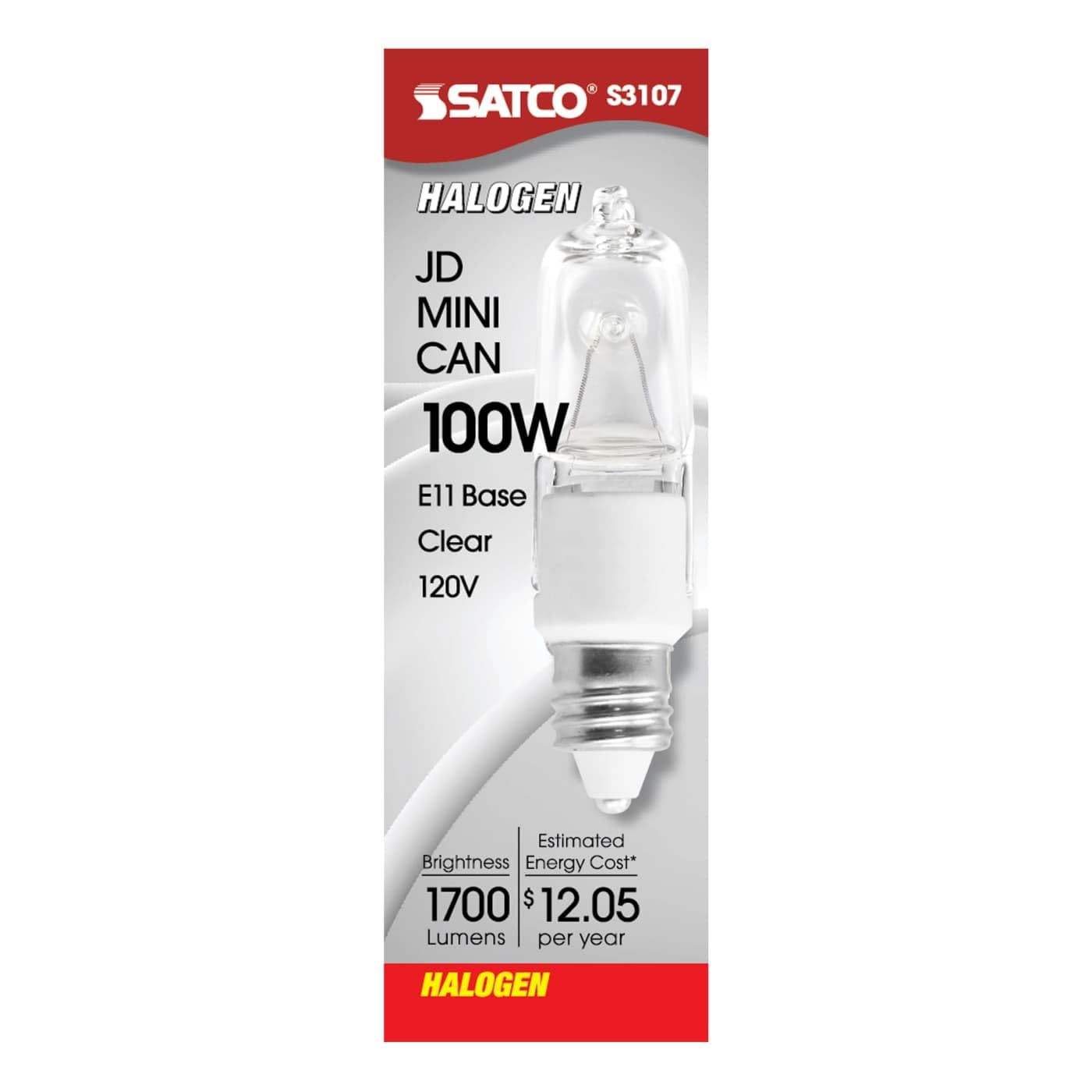 Satco 100W TQ/CL Halogen JD Lamp - Mini Can Base - Clear - 120V