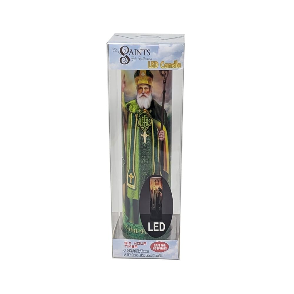 THE SAINTS COLLECTION Saint Patrick LED Flameless Devotional Prayer Candle